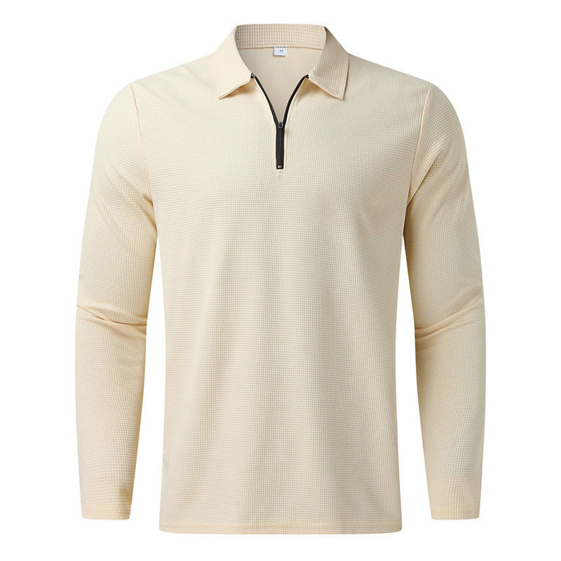Herren Sportliches Langarm-Henley-Shirt mit Reißverschluss und strukturierter Oberfläche Drune