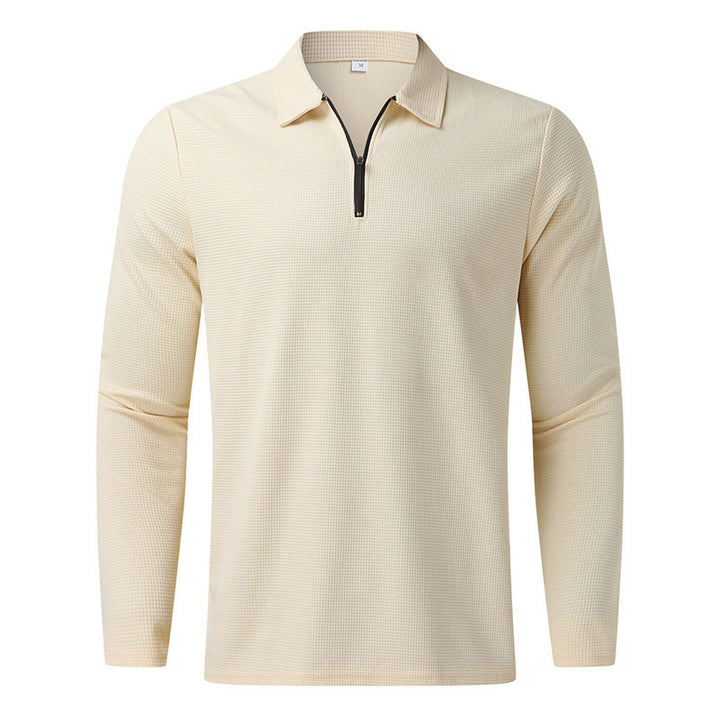 Herren Sportliches Langarm-Henley-Shirt mit Reißverschluss und strukturierter Oberfläche Drune
