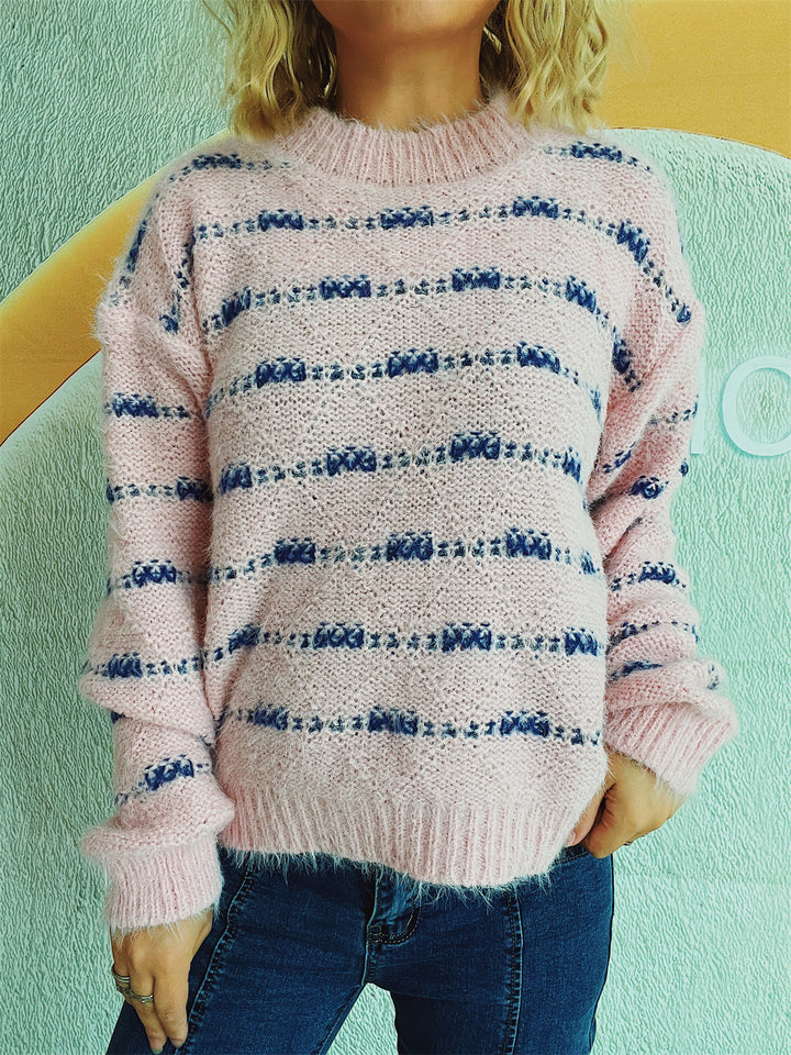 Damen Pullover mit weichem Mohair-Material und modernem Streifenmuster Drune