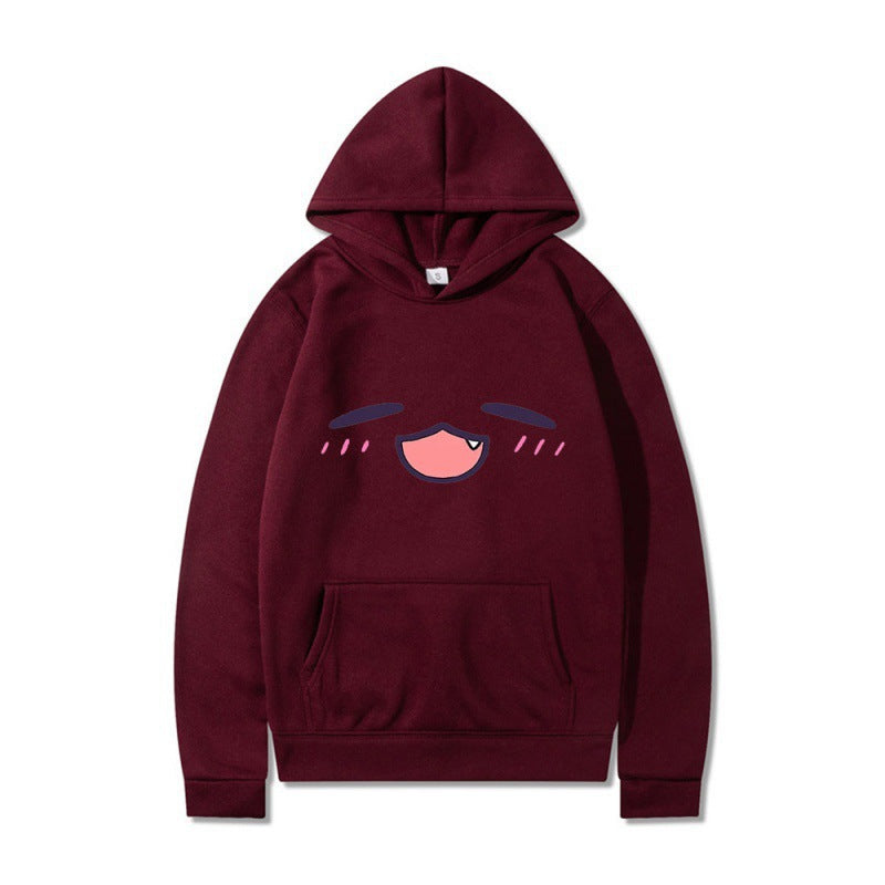 Damen Kapuzenpullover mit fröhlichem Cartoon-Gesicht und bequemer Passform Drune