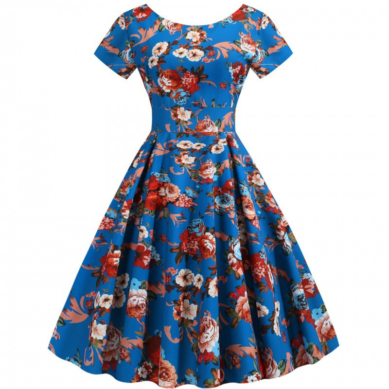 Damen Swingkleid mit floralem Design und tailliertem Oberteil Drune
