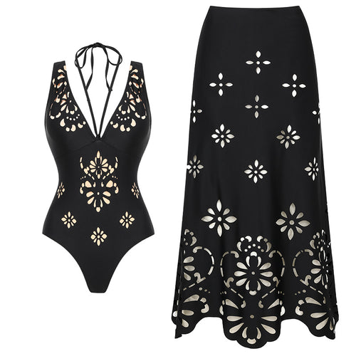 Damen Einteiler Badeanzug mit kunstvollem Cut-Out Design Drune