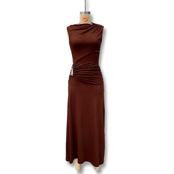 Damen Maxikleid mit raffiniertem Wickeldetail und figurbetontem Schnitt Drune