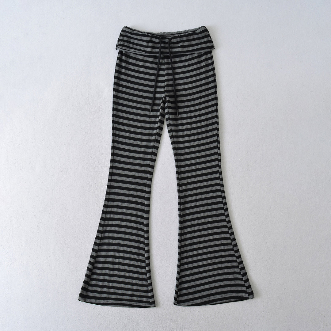 Damen Hochbundige Schlaghose mit gestreiftem Design Drune