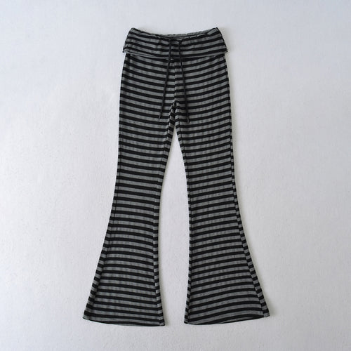 Damen Hochbundige Schlaghose mit gestreiftem Design Drune