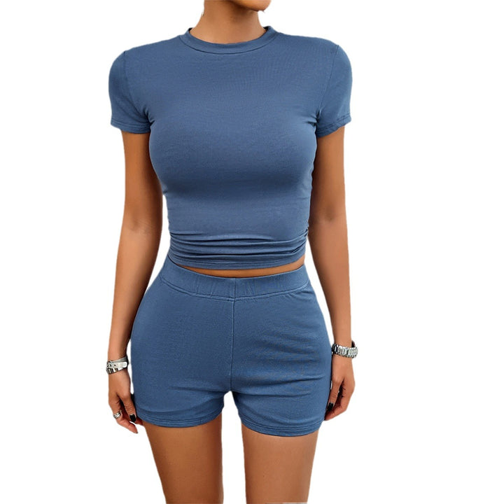 Damen Cropped T-Shirt und Shorts Set Drune