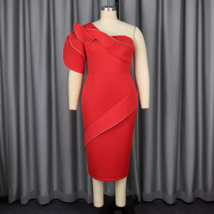 Damen figurbetontes Wickelkleid mit asymmetrischem Design und trendigem Rüschenelement Drune