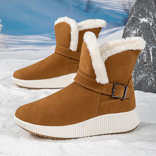 Damen gefütterte Winterstiefel mit modischer Schnallenapplikation und rutschfester Sohle Drune