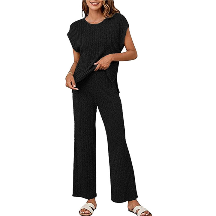 Damen Bequemes Strick-Loungewear-Set mit weiten Ärmeln und lockerer Passform Drune