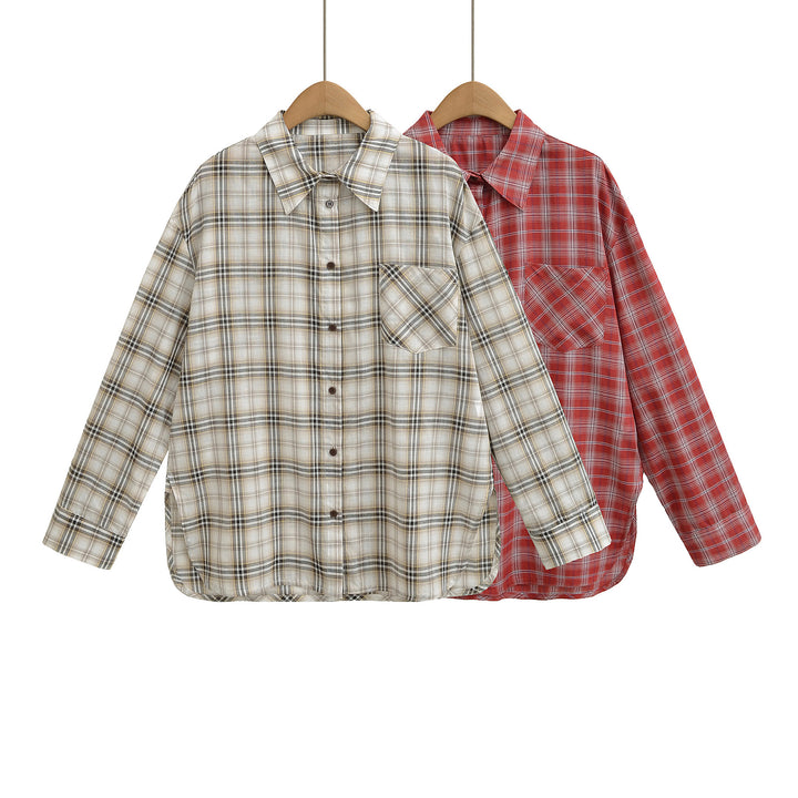 Damen Karo Oversized Hemd Drune