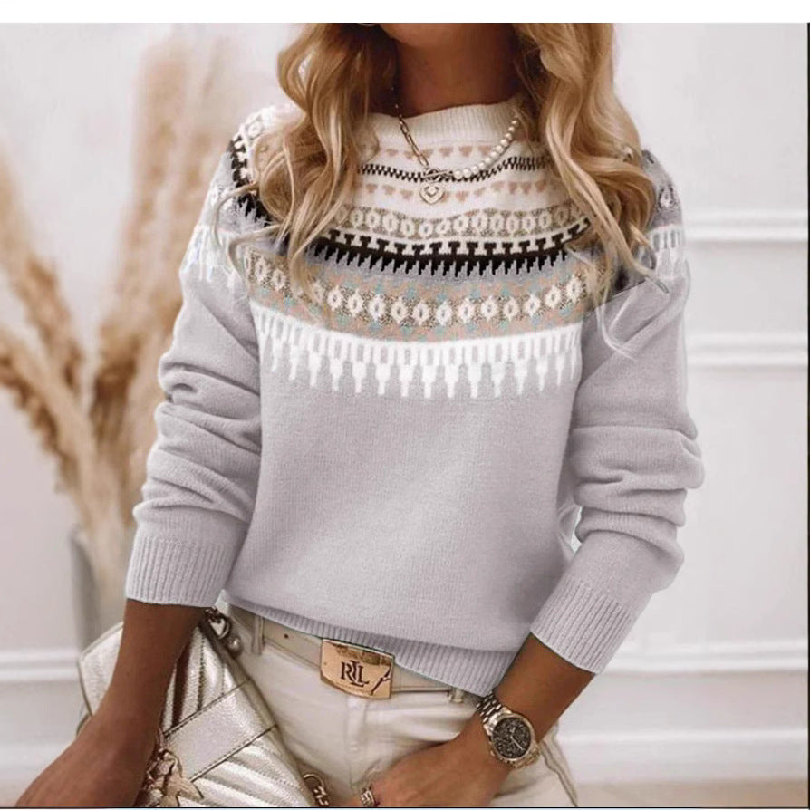 Damen Strickpullover mit nordischem Muster Drune