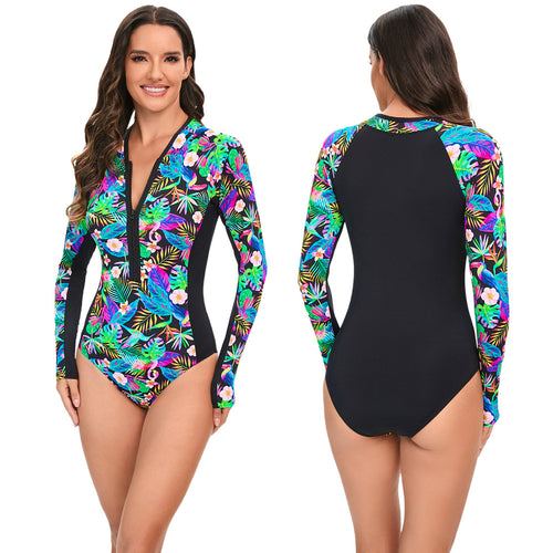 Damen Langarm-Schwimmanzug mit floralem Design Drune