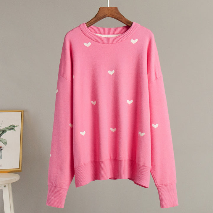 Damen gemütlicher Oversized pullover mit Herzmuster Drune