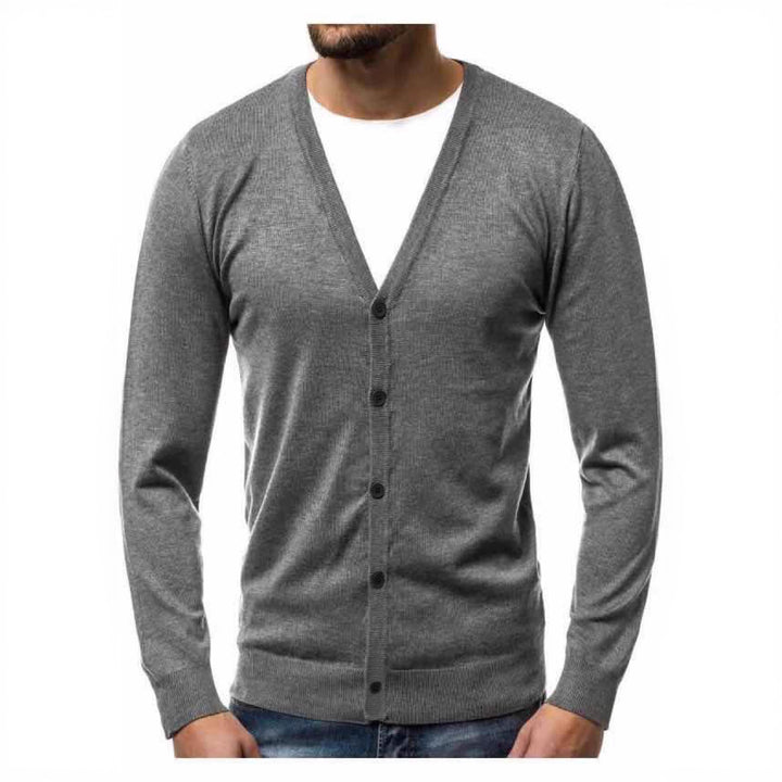 Herren nan Feinstrick-Cardigan mit V-Ausschnitt, schmaler Passform und durchgehender Knopfleiste Drune