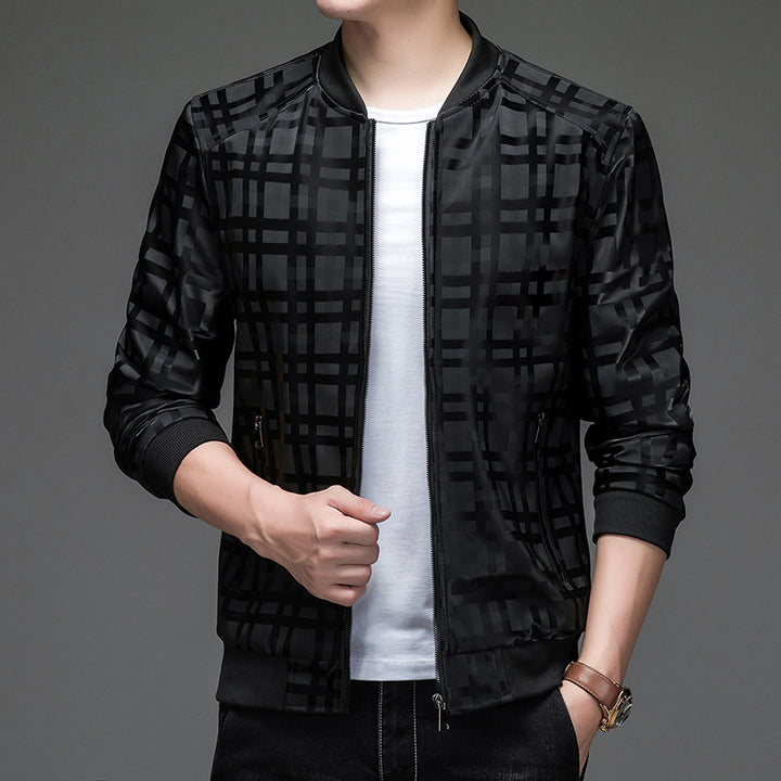 Herren leichte Bomberjacke mit modernem Karodesign Drune