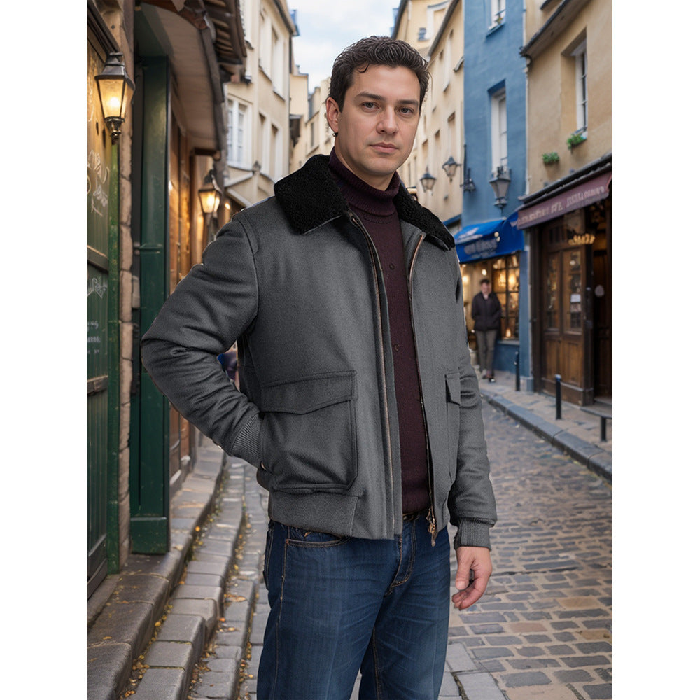 Herren warme Fleecejacke mit Stehkragen und praktischen Taschen Drune
