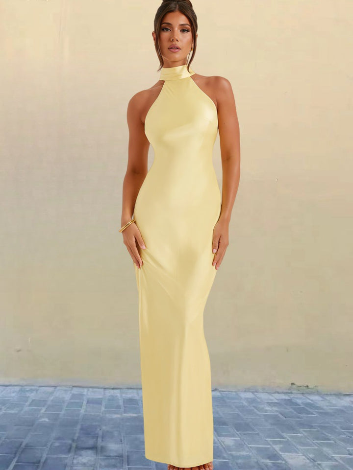 Damen Elegantes Neckholder-Maxikleid mit schlankem Schnitt und seitlichem Schlitz Drune