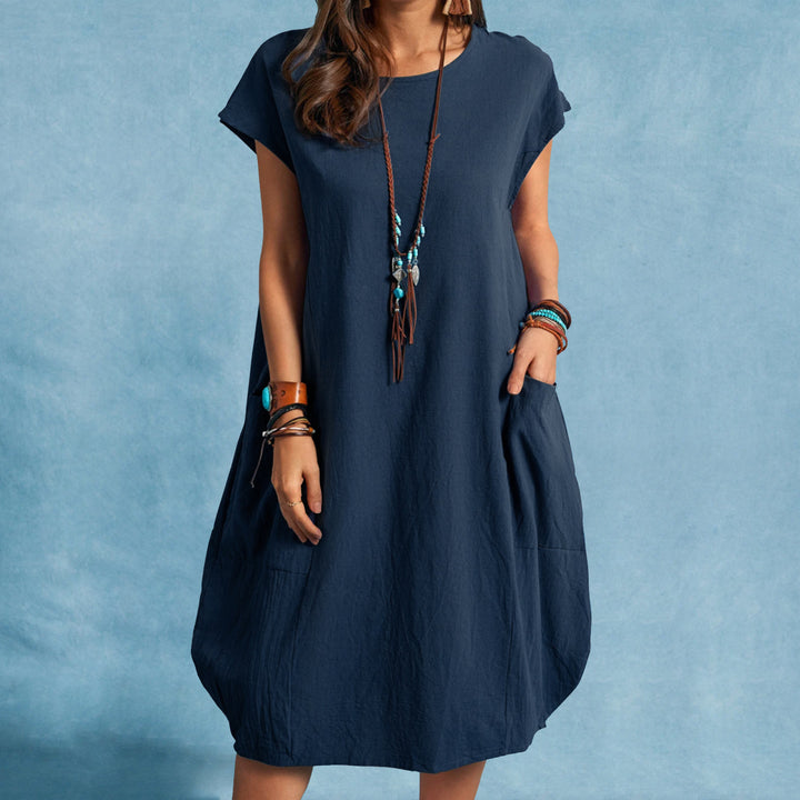 Damen Sommerliches Leinenkleid mit praktischen Taschen Drune