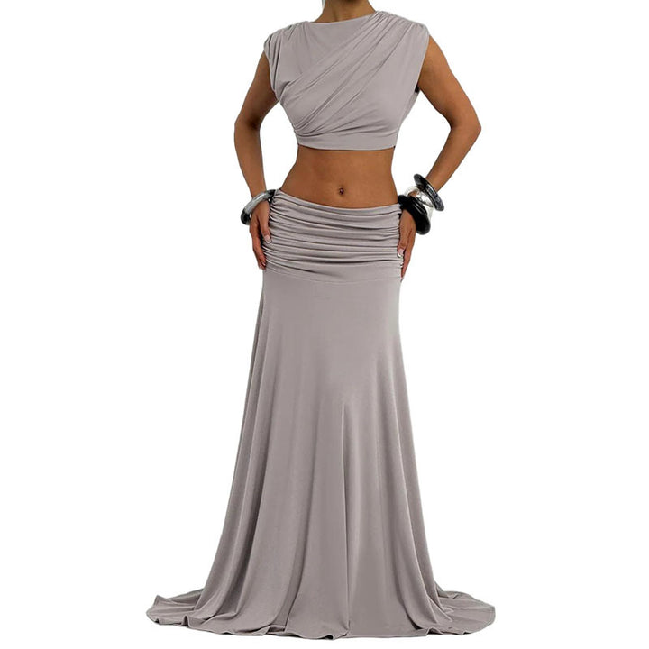 Damen elegantes Wickelkleid mit Rüschendetails Drune