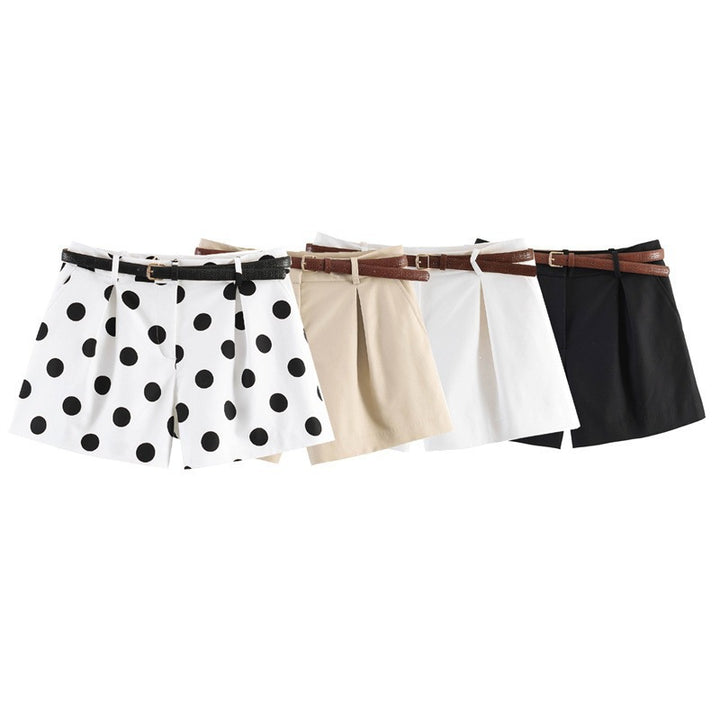 Damen elegante Polka-Dot-Shorts mit Gürtel Drune