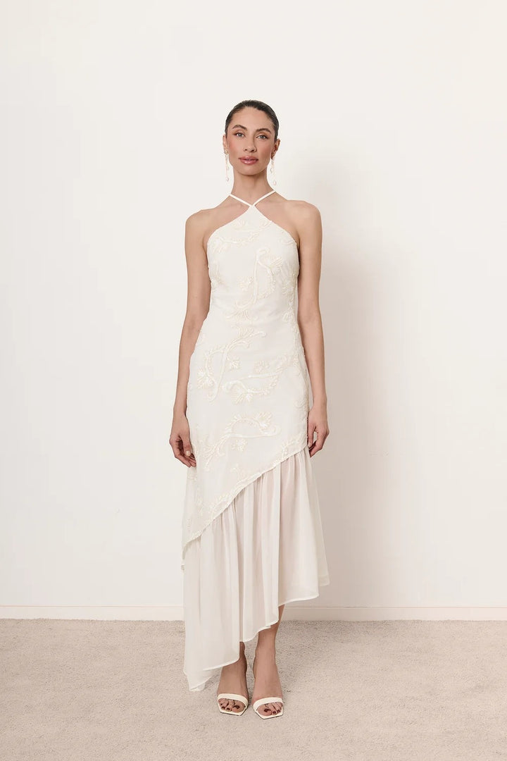 Damen Asymmetrisches Hochzeitskleid mit eleganter Spitze Drune