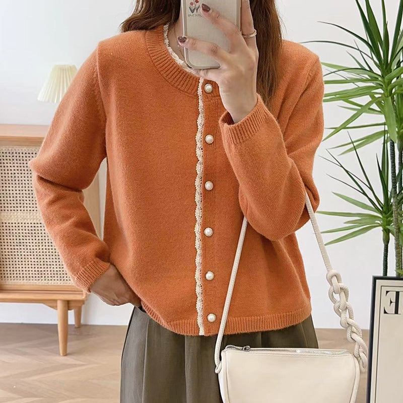 Damen feiner Strickcardigan mit dekorativem Knopfverschluss und sanften Rippstrukturen Drune