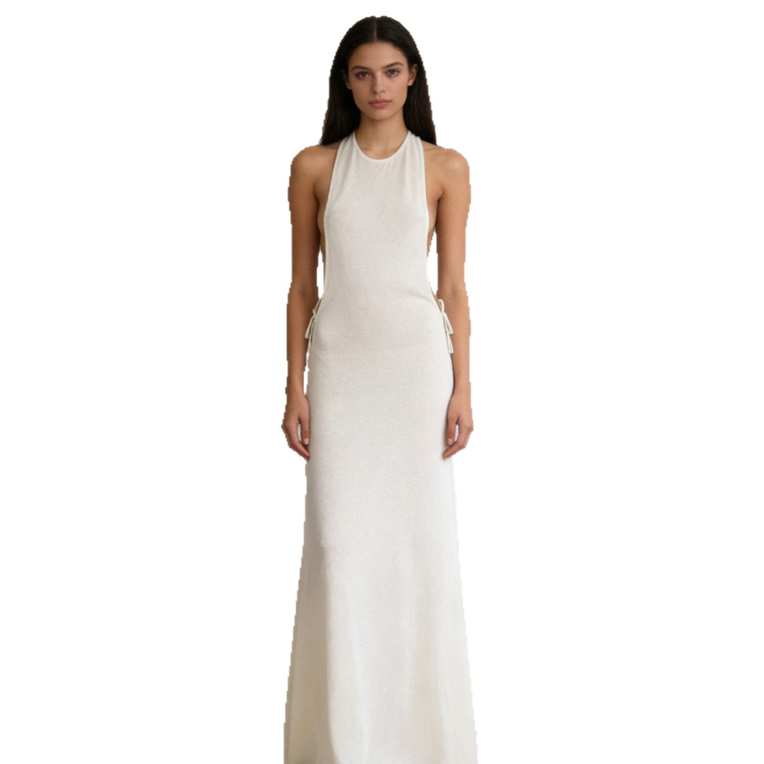 Damen Elegantes Maxikleid mit zurückhaltendem Halterdesign und Seitendetails Drune