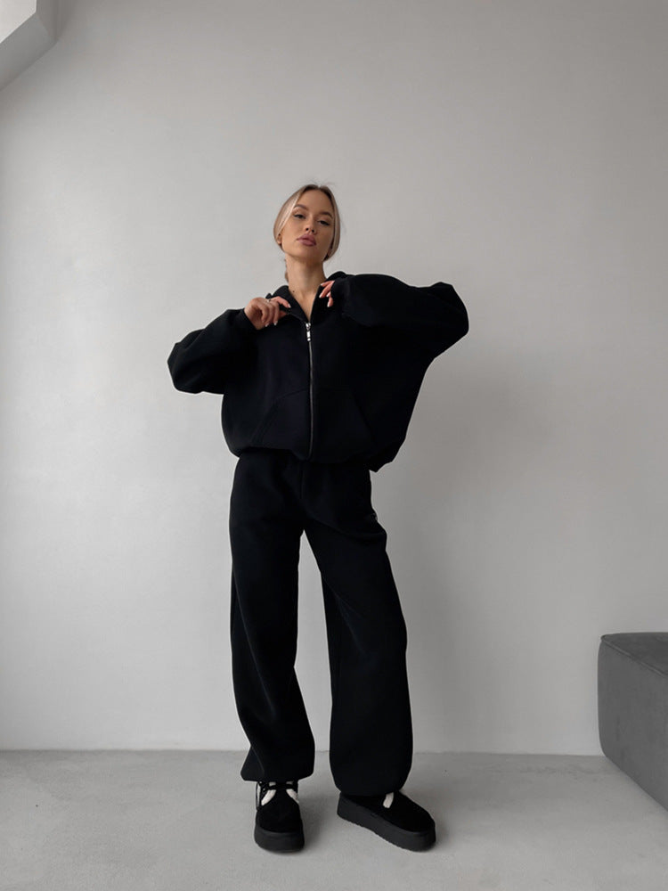 Damen lässiges Hoodie- und Jogginghose-Set Drune