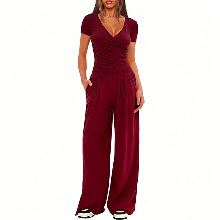 Damen Eleganter Wickel-Jumpsuit mit weitem Bein und modischen Details Drune