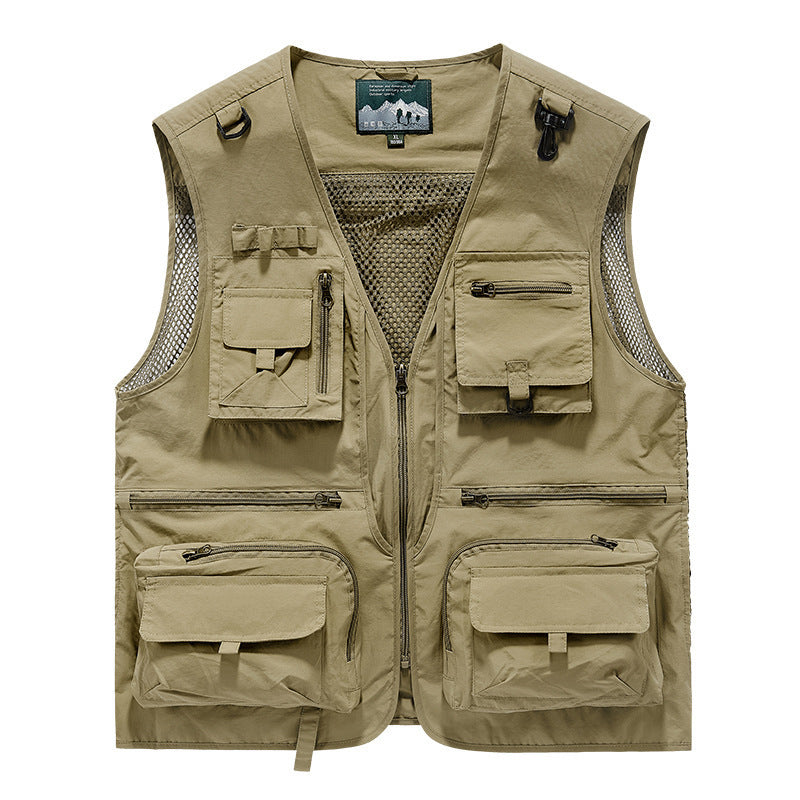 Herren nan multifunktionale Angel- und Outdoorweste mit zahlreichen Taschen und Meshfutter Drune