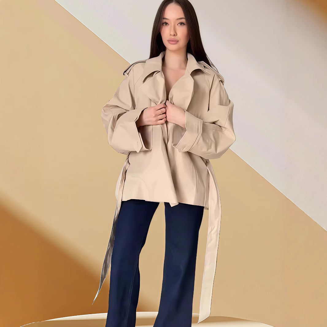 Damen modische Überwurfjacke mit eleganten Raffungen Drune