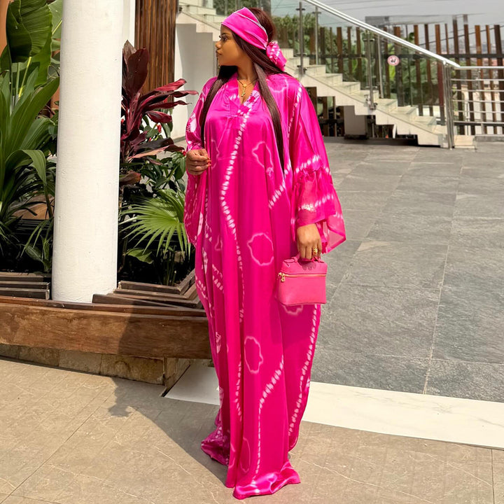 Damen Kaftan mit modischem Batikmuster und weiten Ärmeln Drune