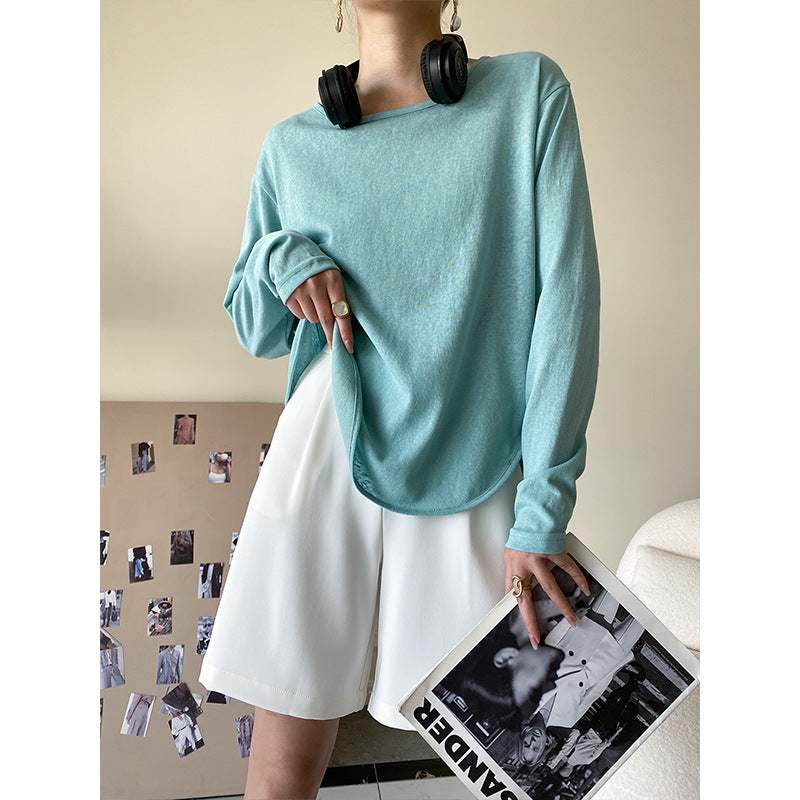 Damen lässiges Langarmshirt aus atmungsaktivem Material mit komfortablem Schnitt Drune