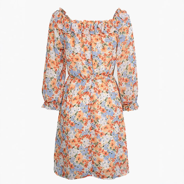 Damen Blütenmuster Off-Shoulder Kleid Drune