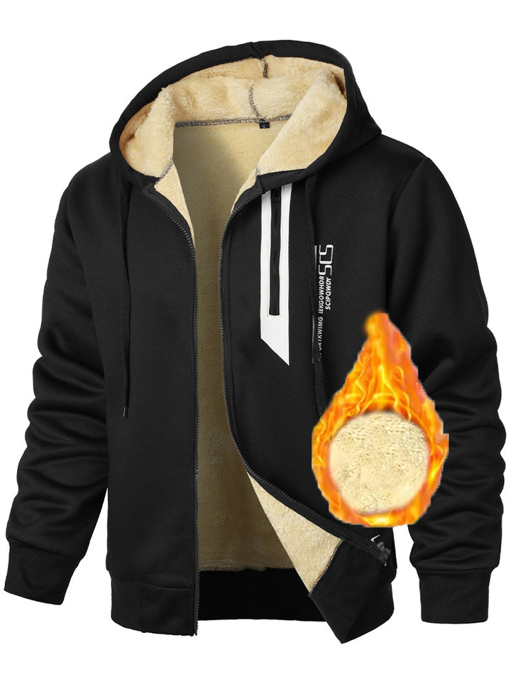 Herren Fleece-Kapuzenjacke mit wärmendem Innenfutter und praktischen Reißverschlusstaschen Drune