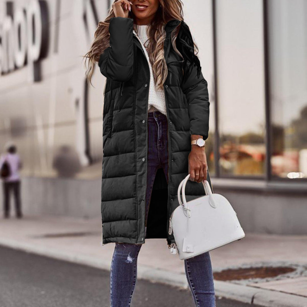 Damen Lange Steppjacke mit hohem Kragen und praktischen Taschen Drune