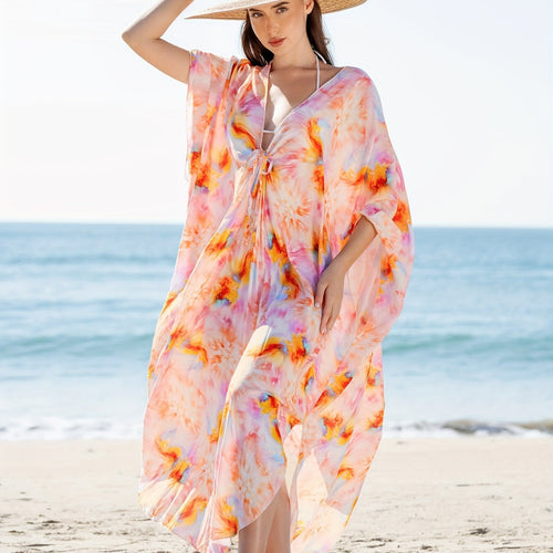 Damen Strandkleid mit lässigem Schnitt und floraler Musterung Drune