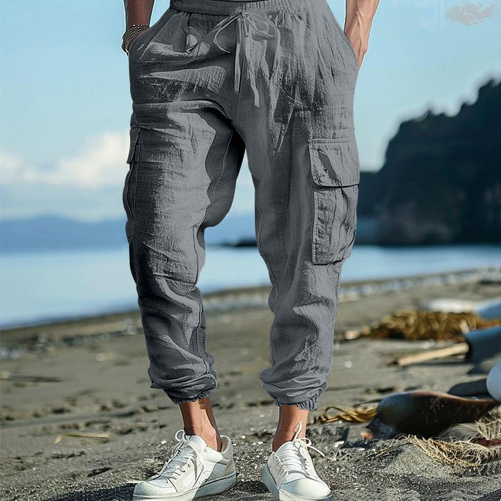 Herren luftige Cargo-Hose mit elastischem Bund und seitlichen Taschen Drune