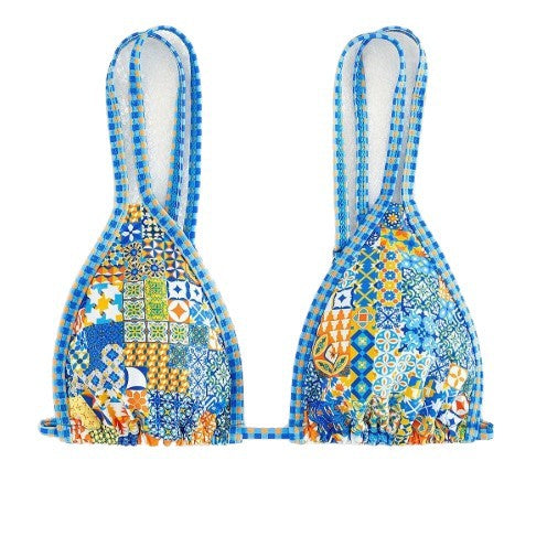 Damen Triangel-Bikini mit mehrfarbigem Patchwork-Muster Drune