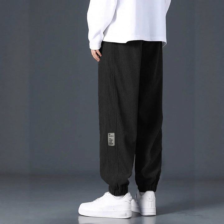 Herren nan Relax-Freizeithose aus feiner Breitkordstruktur mit Tunnelzug und elastischen Knöchelabschlüssen Drune