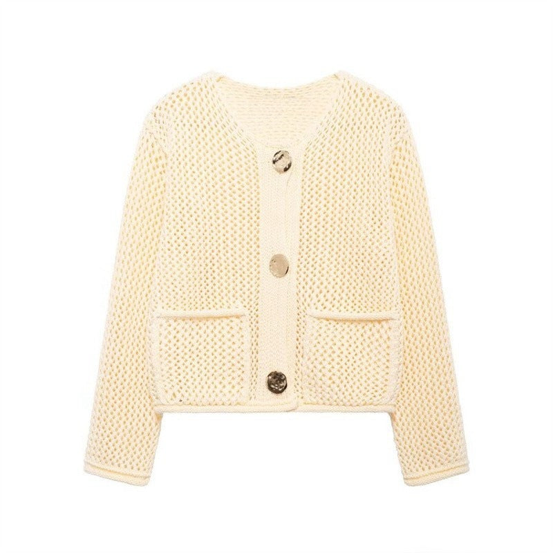Damen Strickjacke mit offener Maschenstruktur und komfortablen Taschen Drune