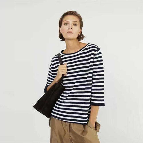 Damen Streifenpullover mit weitem Schnitt Drune