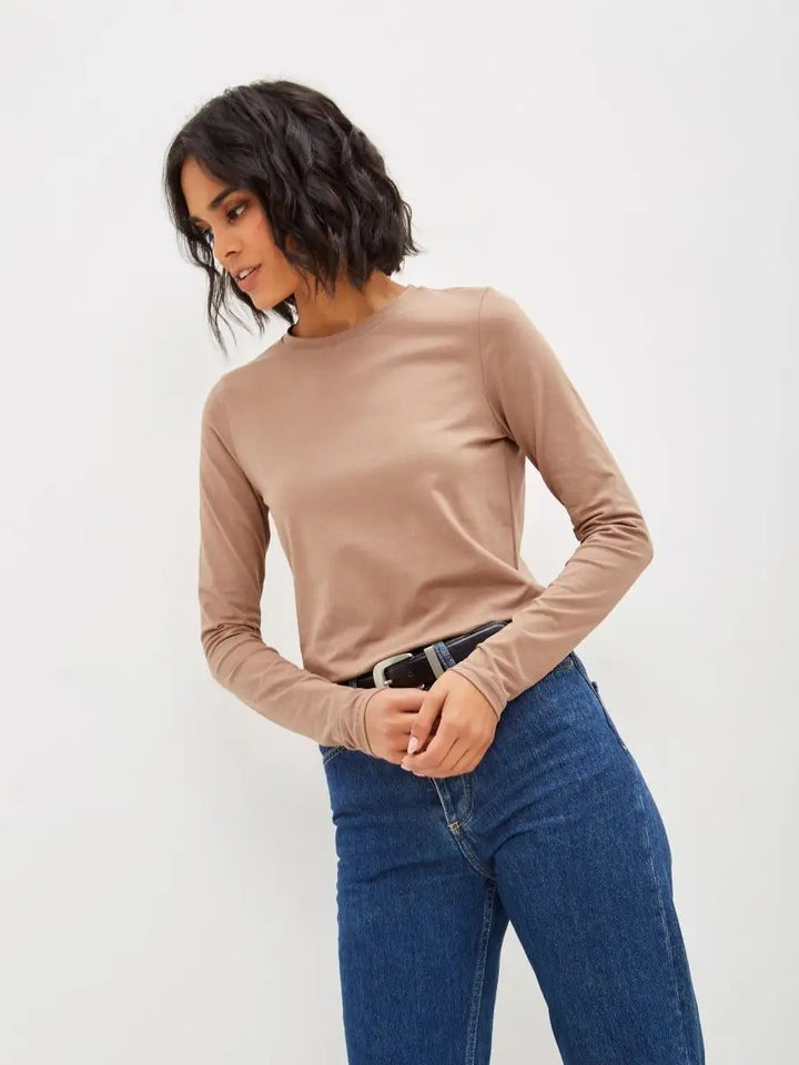Damen Langarmshirt mit körperbetontem Schnitt und modischem Design Drune