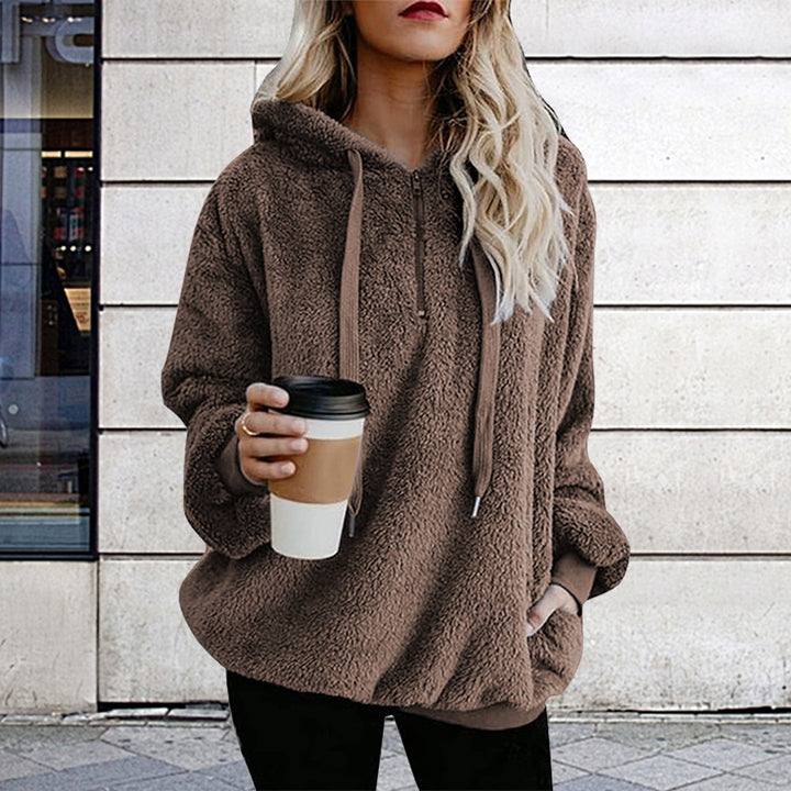 Damen Oversized Kuschelpullover mit praktischer Kapuze und seitlichen Einschubtaschen Drune