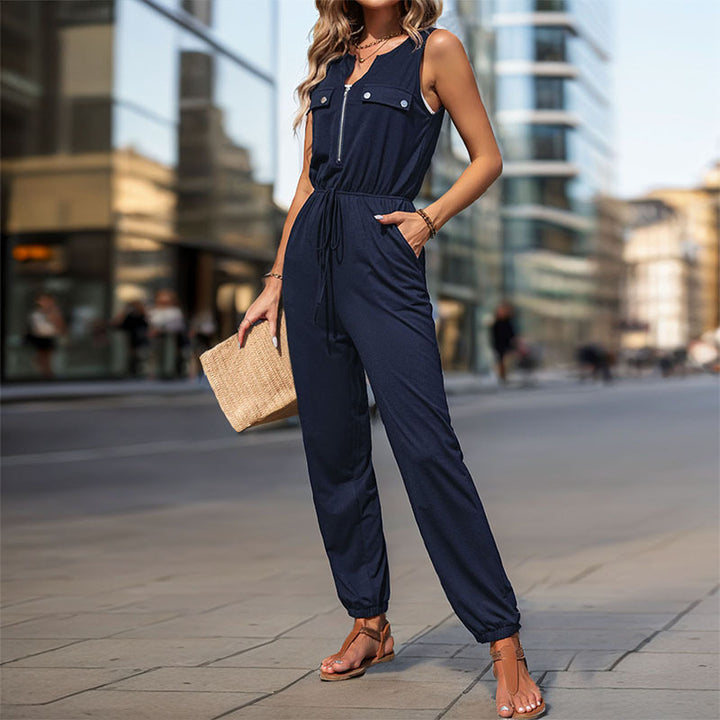 Damen Jumpsuit mit praktischen Taschen und verstellbarem Taillenzug Drune