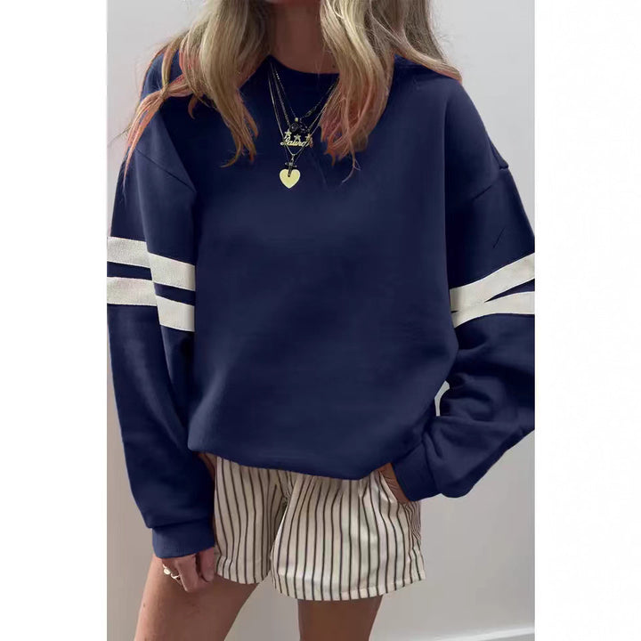 Damen lässiger Sweatshirt mit gestreiften Details und weitem Schnitt Drune