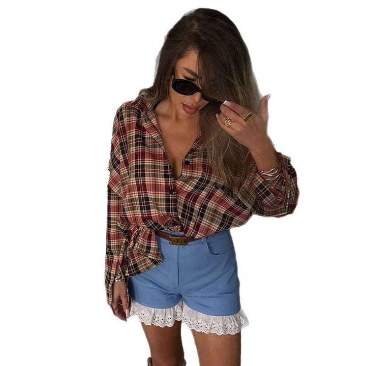 Damen oversized Karohemddesign Drune