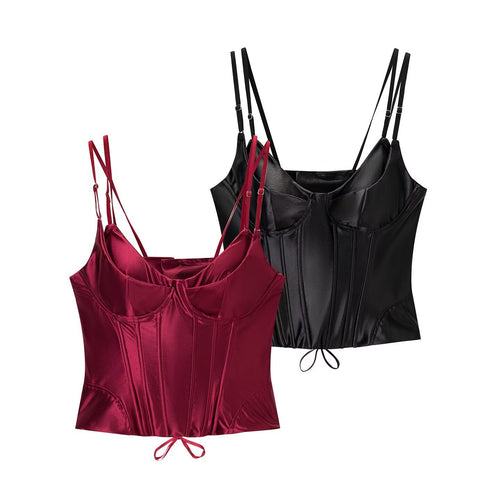 Damen Corsagenoberteil mit luxuriösem Satin-Finish und verstellbaren Trägern Drune