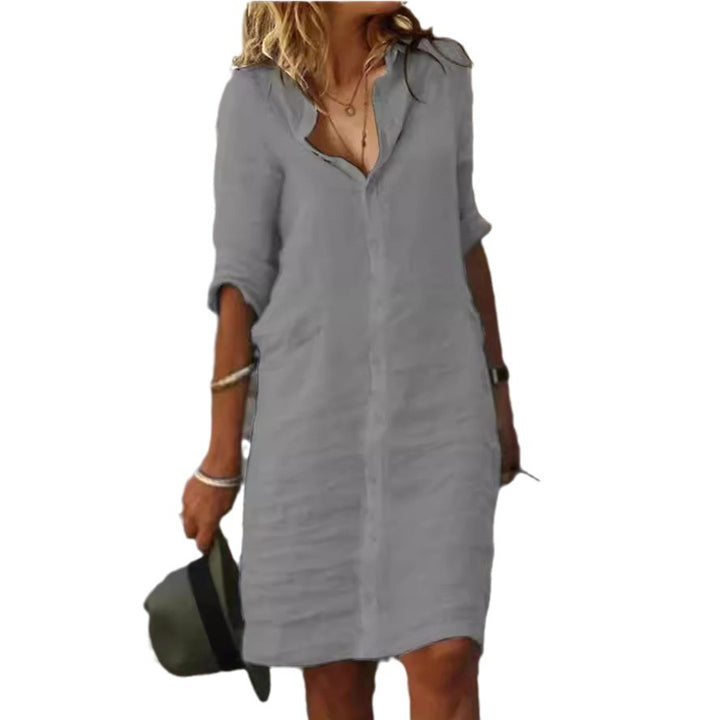 Damen Hemdblusenkleid aus leichter Baumwolle Drune