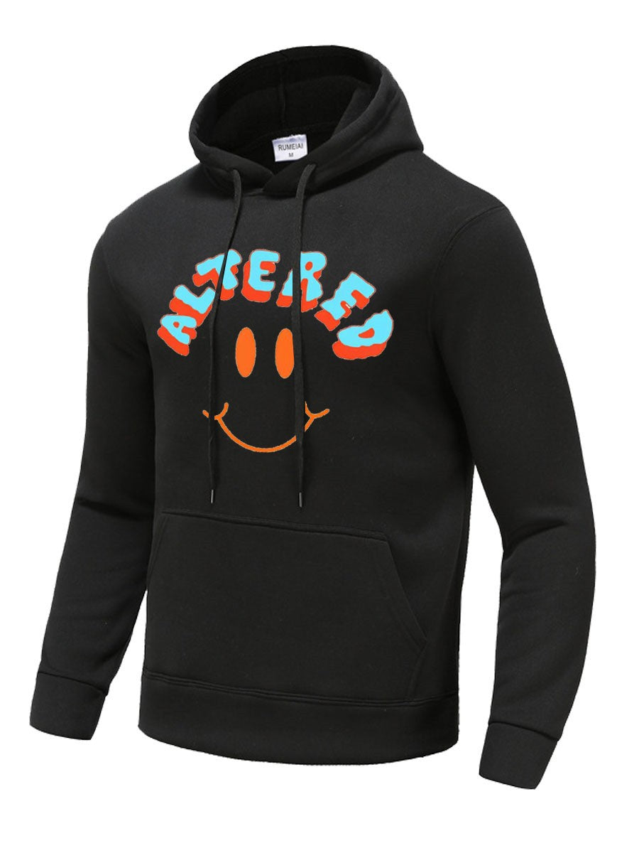 Herren Kapuzenpullover mit auffälligem Smiley-Print und bequemer Passform Drune
